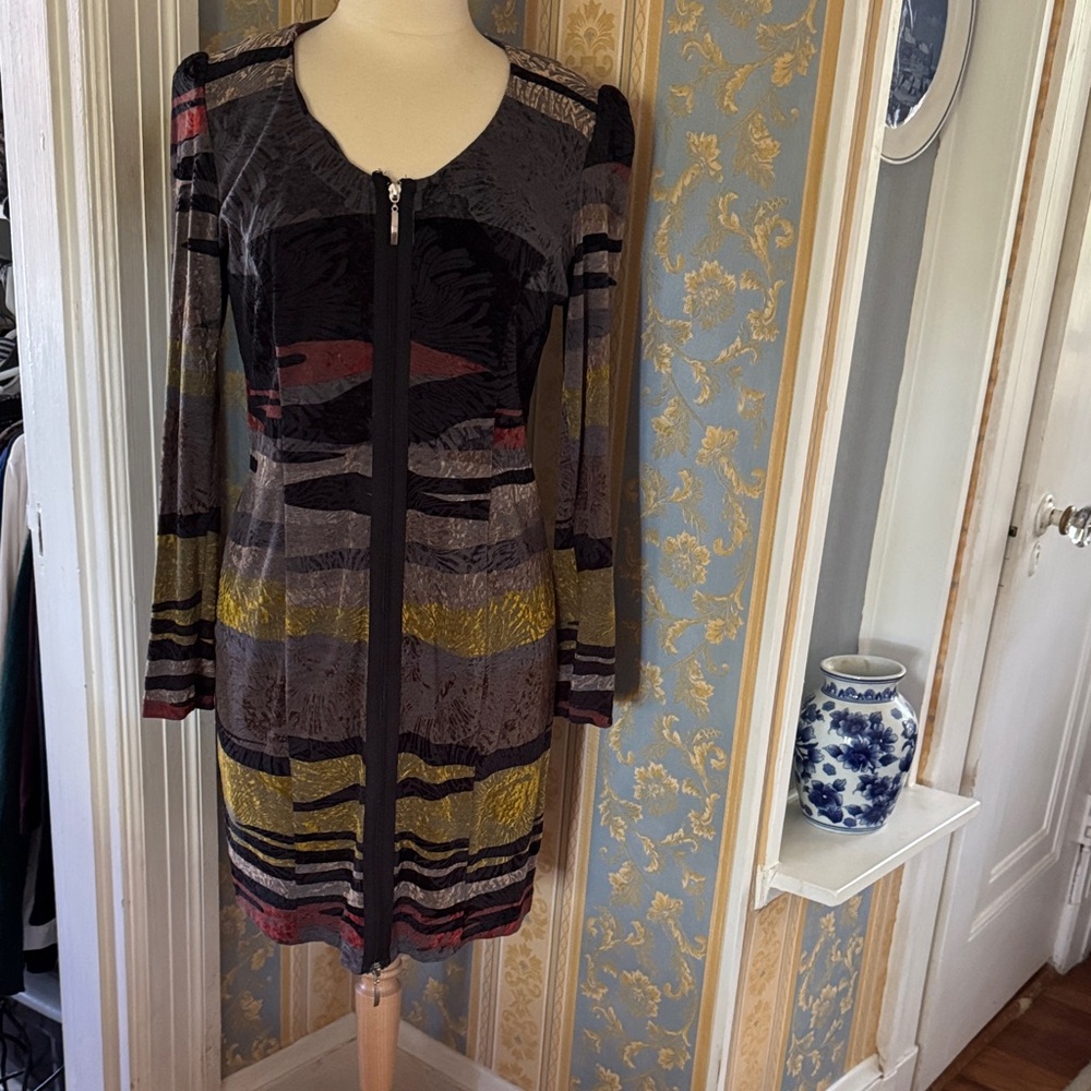 Elegant Long Sleeve Striped Dress